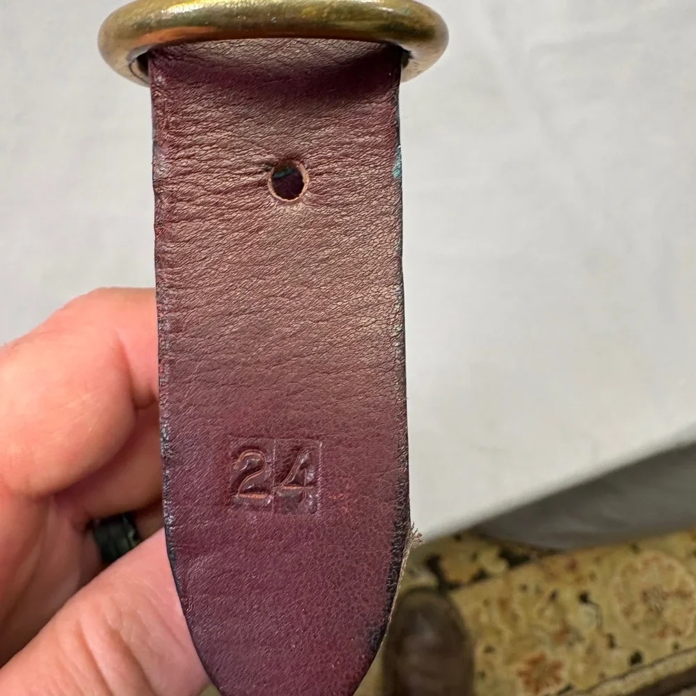 Omni Pet Burgundy Rolled Leather Dog Collar Brass Hardware 24 Inch